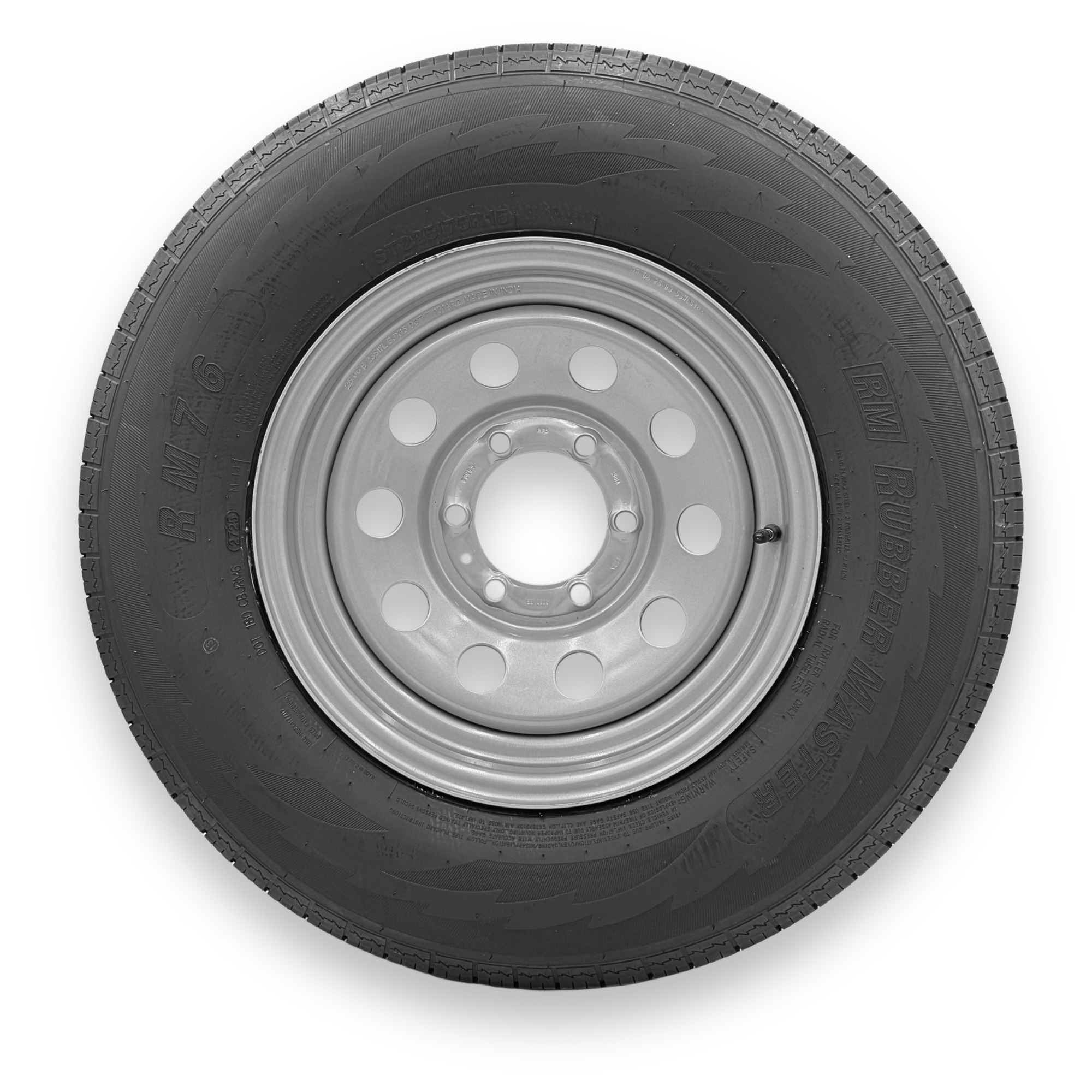 RubberMaster ST225/75R15 10 Ply TL Highway Rib Tire on a 6 on 5.5 Bolt Silver Modular Wheel